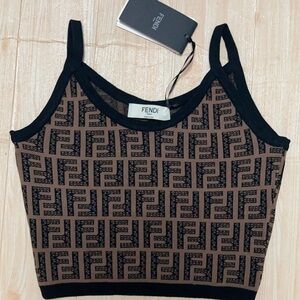 Fendi Black Brown Italy Tank top shirt women’s size 36